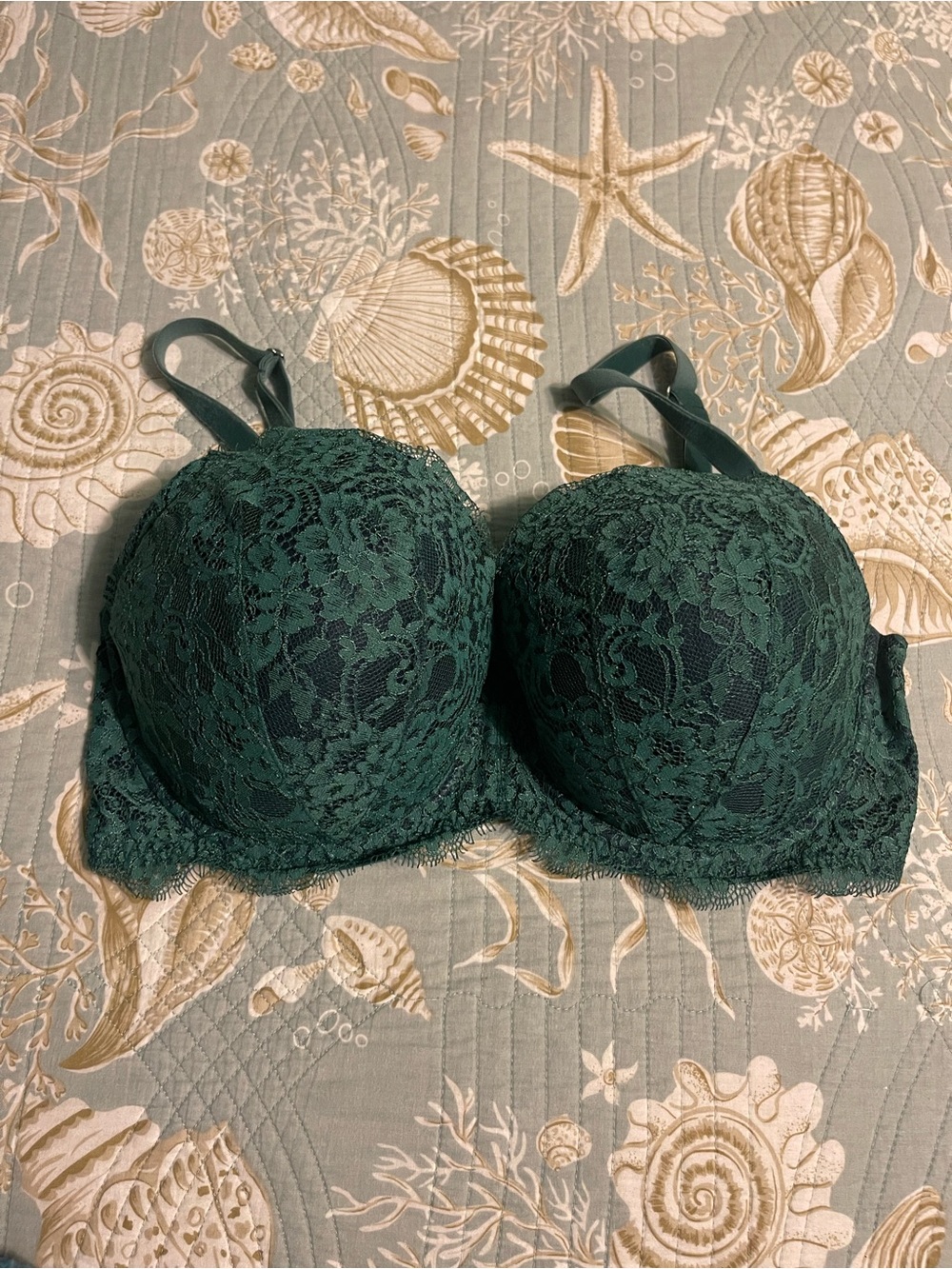 Victoria's Secret Dark Green Lace Padded Bra